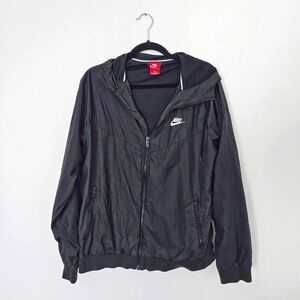 Nike Windrunner Track Jacket Women's Large Black 100% Polyester Full Zip Hooded